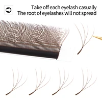 XIUSUZAKI-extensiones de pestañas en forma de W, color marrón, 4D, pestañas individuales de alta calidad, floración automática, ventiladores prefabricados, pestañas postizas