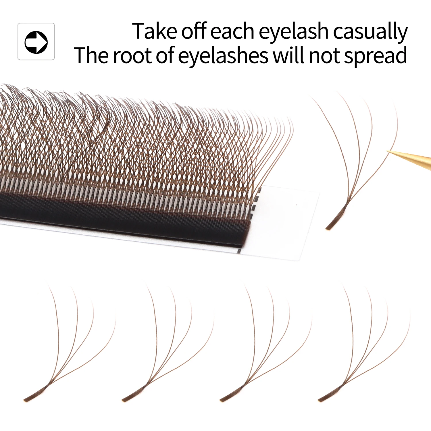 XIUSUZAKI Brown 4D W-Shaped Eyelashes Extensions High Quality Individual Lashes Automatic Flowering Premade Fans False Eyelashes