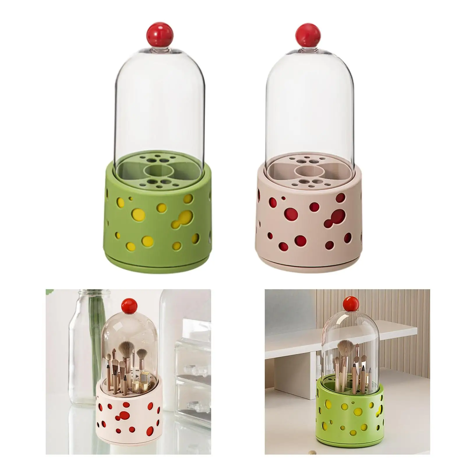 

Makeup Brush Holder Cosmetic Organizer with Lid for Home Bathroom Vanity