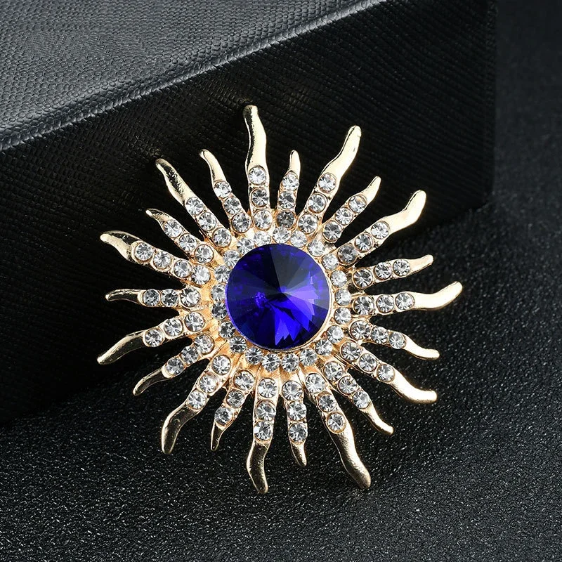 Luxury Elegant Normal Size Colorful Crystal Brooch Rhinestone Pearl Brooches Pin Men and Women Clothing Accessories Jewelry