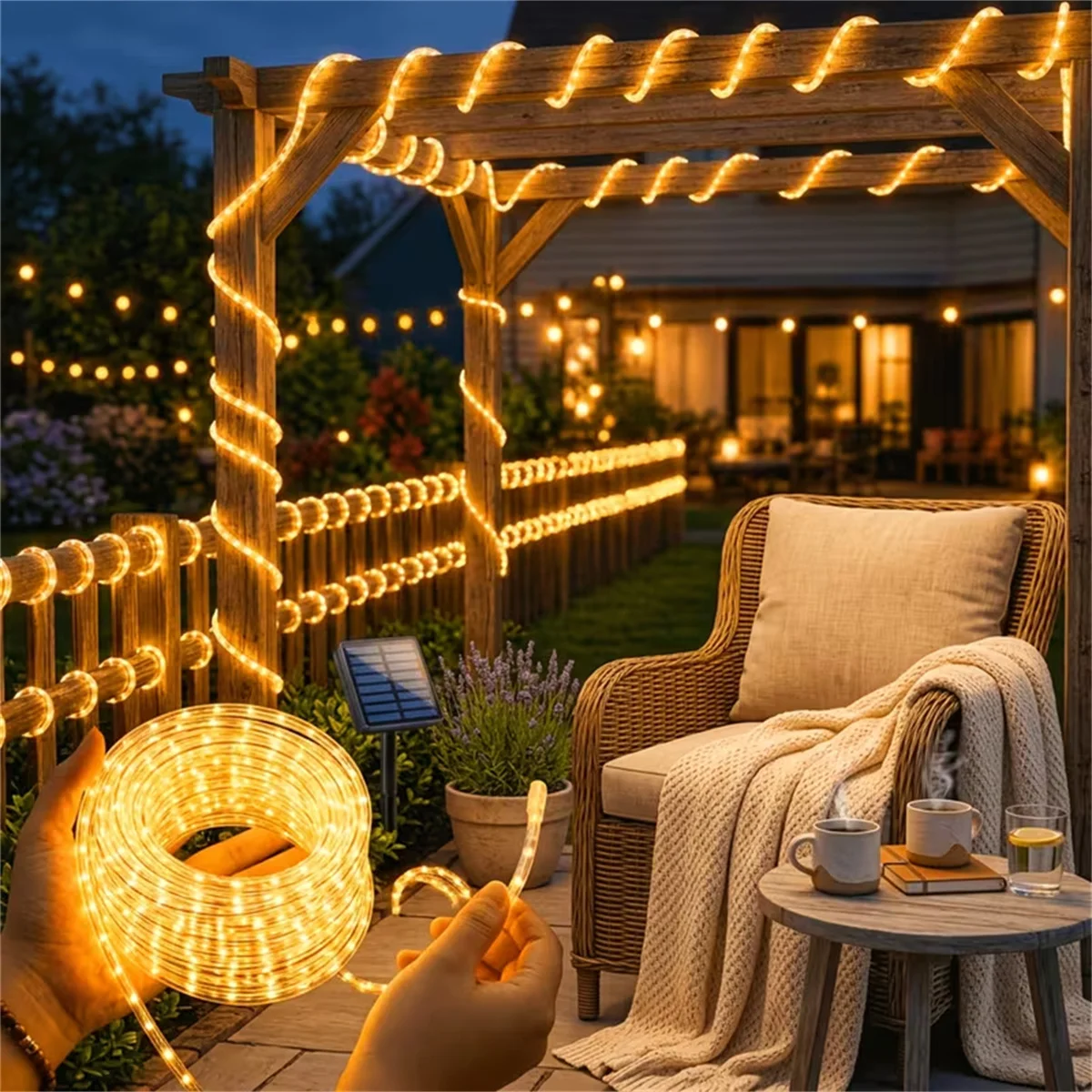 201 LED Solar Rope String Light Waterproof Outdoor Solar Fairy Lights 8 Mode for Garden Yard Party Christmas Tree Decorate