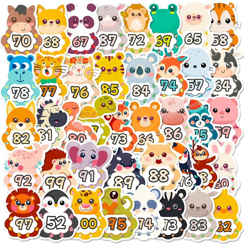 10/30/50/100pcs Cute Animal Number Education Stickers Decals Laptop Phone Notebook Suitcase Fridge Decoration Sticker Kids Toy