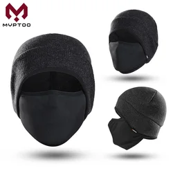 2-in-1 Winter Hat Mask Windproof Beanies Face Cover Bandana Sports Ski Running Cycling Cold Weather Balaclava Caps Neck Warmer