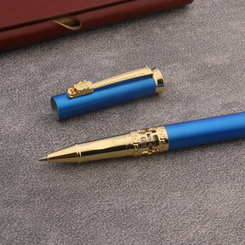 Rollerball Pen metal ball point pen matte blue Stationery Office School Supplies Writing Gift