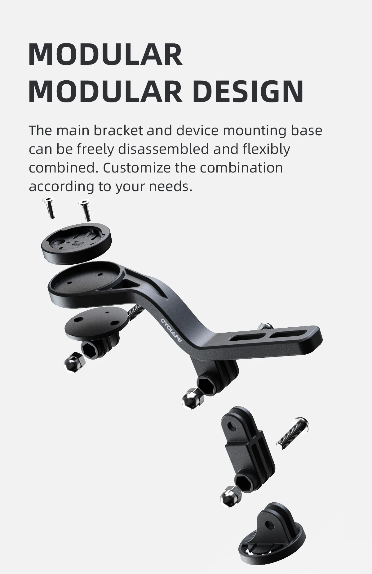 CYCLAMI Fahrrad-Vorderlicht-Halterung Fahrradcomputer-Halter Lenkeraufsatz-Halterung für Wahoo Bryton Garmin Halterung – Detail 6