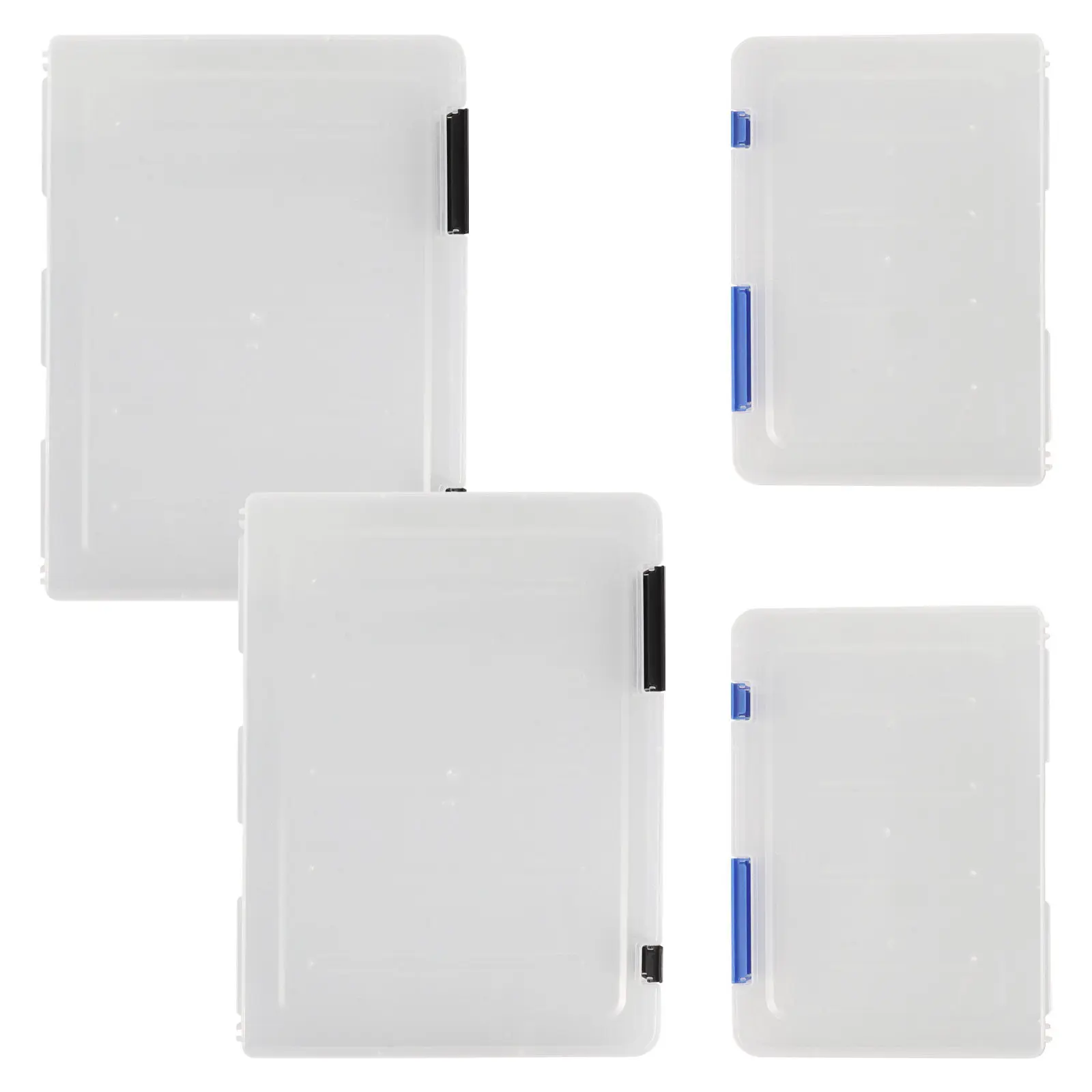 

4Pcs A4 A5 Transparent File Storage Box Thickened PP Plastic Document Organizer with Dual Buckle Lid for Office School