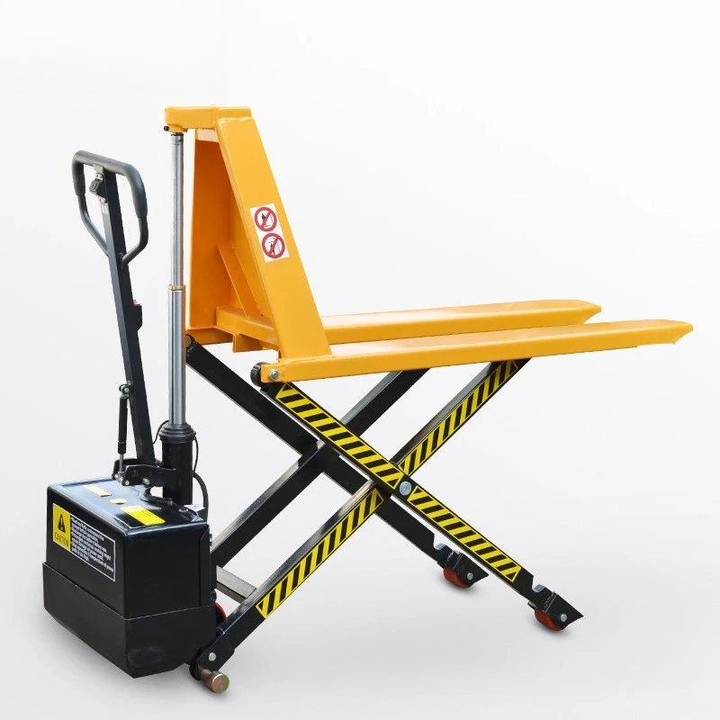 Electric high lift hydraulic truck scissor fork high lift pallet forklift extended fork station truck