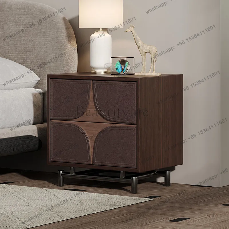 

Italian light luxury leather bedside table, creative bedside storage cabinet in the bedroom