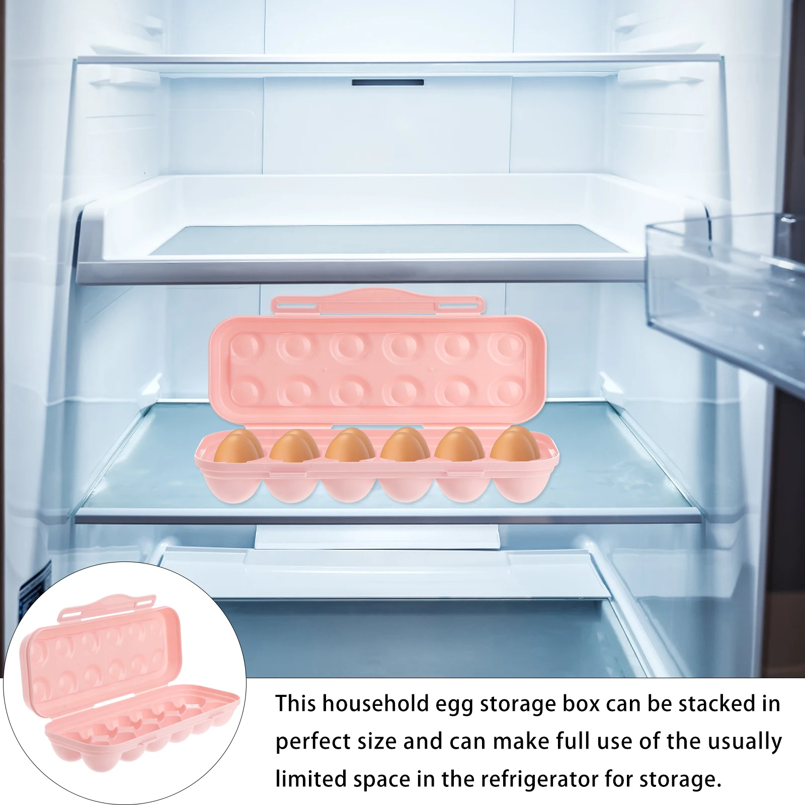 

2Pcs Egg Holder Tray 12 Grids Durable PP Material Stackable Refrigerator Storage Container Ideal Kitchen Helper