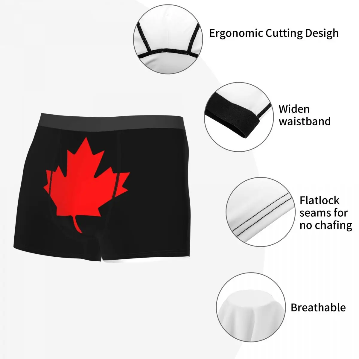 Personalizado canadá maple leaf bandeira canadense boxer shorts para homens 3d impresso masculino calcinha cuecas estiramento