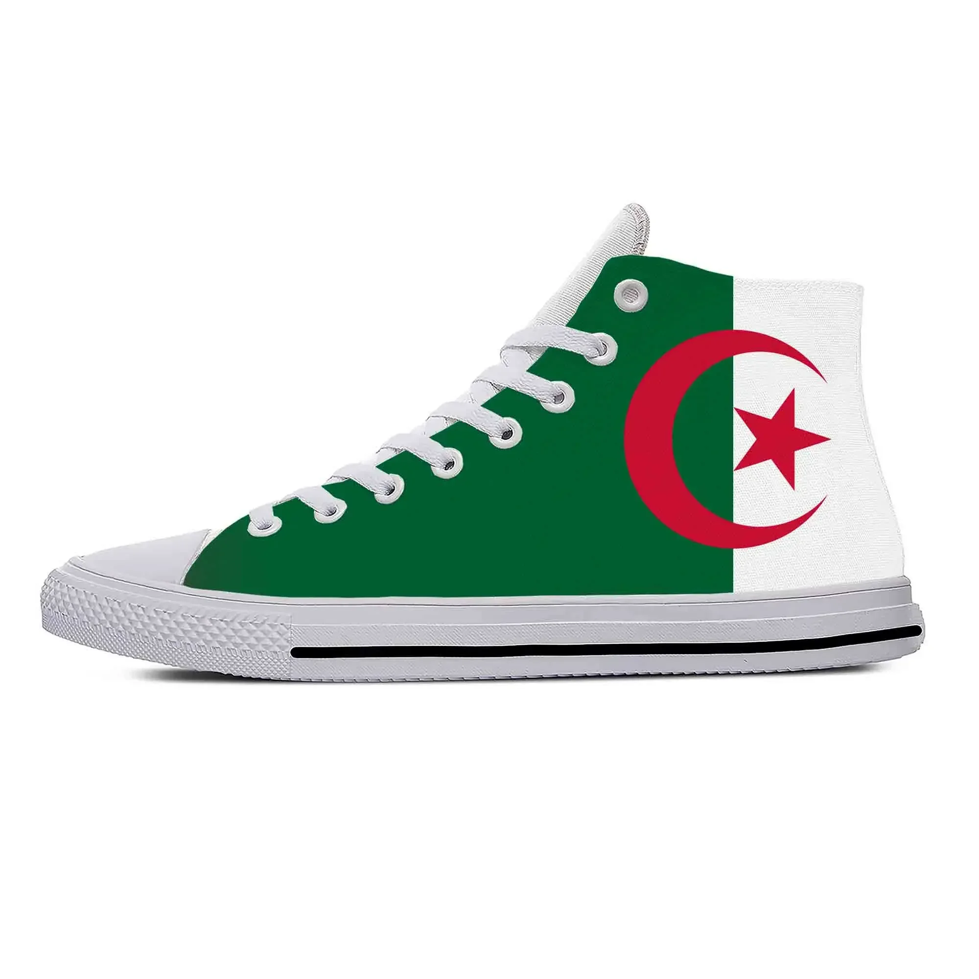 

Hot Algeria Algerian Flag Patriotic Funny Fashion Casual Cloth Shoes High Top Men Women Sneakers High Help Classic Board Shoes