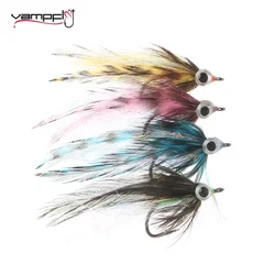 Vampfly 2pcs/4pcs Baitfish Streamer Fly 3D Fish Eye EP Silky Fiber Grizzly Feather Fly Fishing Fly Trout Bass Fishing Lure Baits
