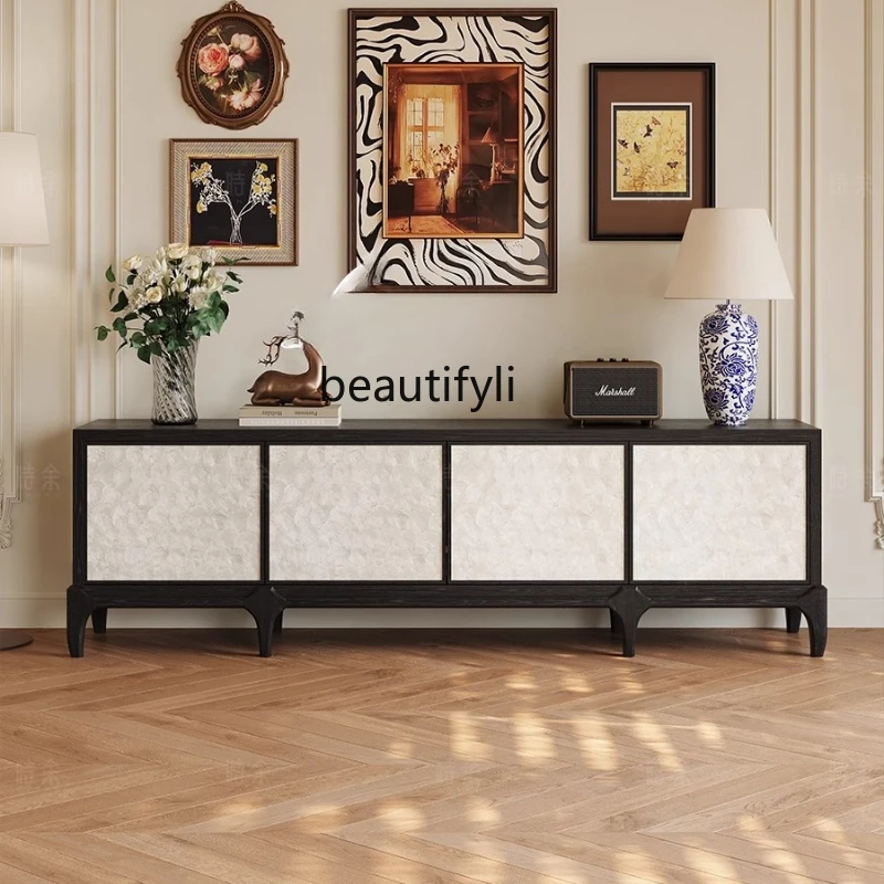 

TV cabinet French medieval style all solid wood set high-end American retro simple coffee table combination