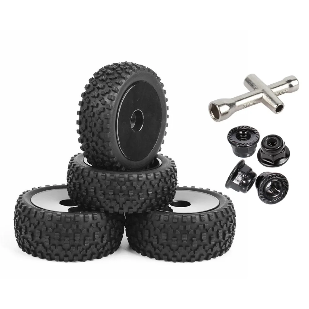 4Pcs 85mm Tires Wheel Tyre for Wltoys 144001 124019 104001 RC Car Upgrade Parts 1/10 1/12 1/14 Scale Off Road Buggy 2