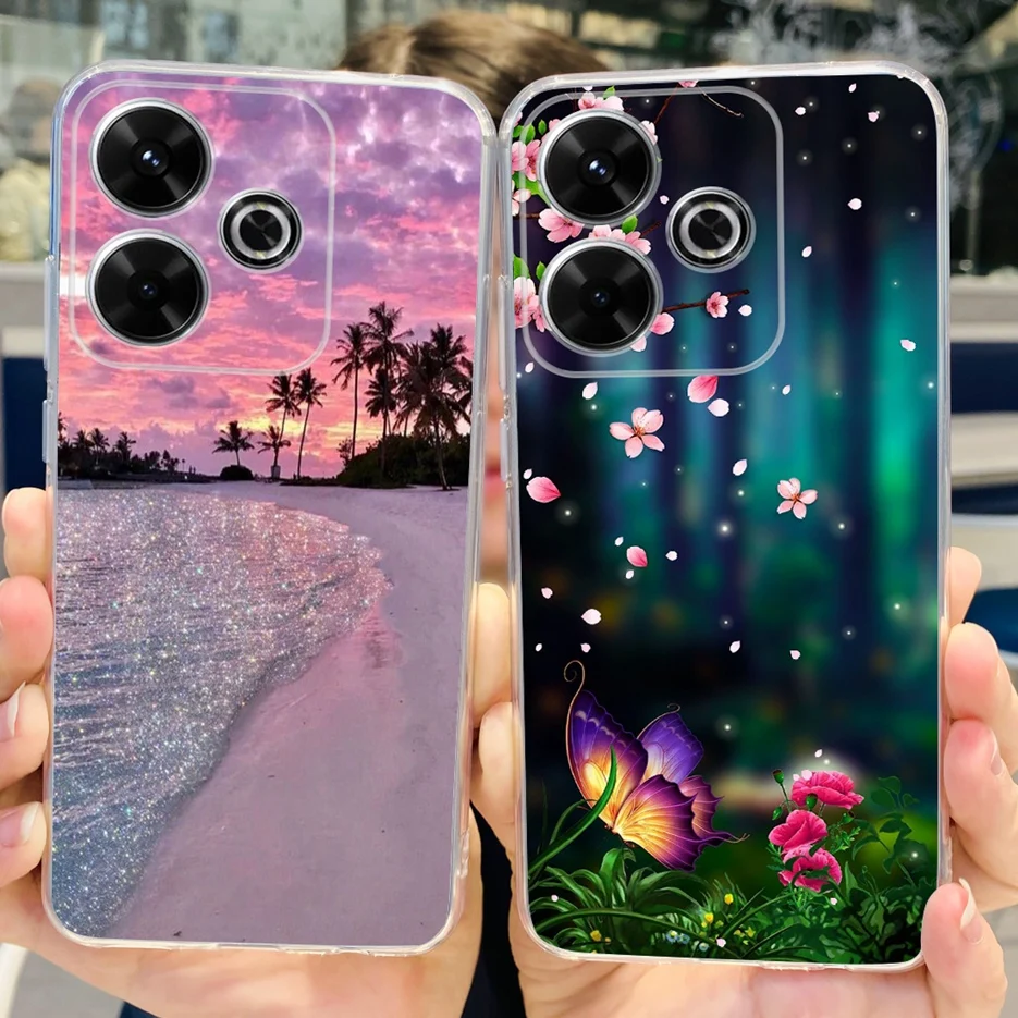 For Xiaomi Redmi 13 Case Colorful Flowers Painted Cover 6.79\'\' Clear Silicone Phone Case For Xiaomi Redmi 13 Redmi13 Soft Fundas