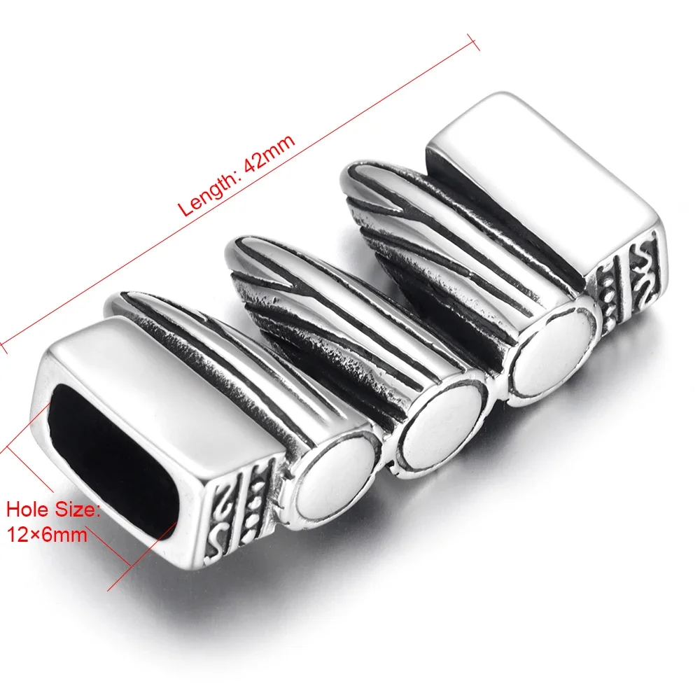 스테인레스 스틸 커넥터 세 개의 총알 곡선 구멍 12x6mm, DIY 펑크 참 팔찌 재료 보석 만들기 부품 용품