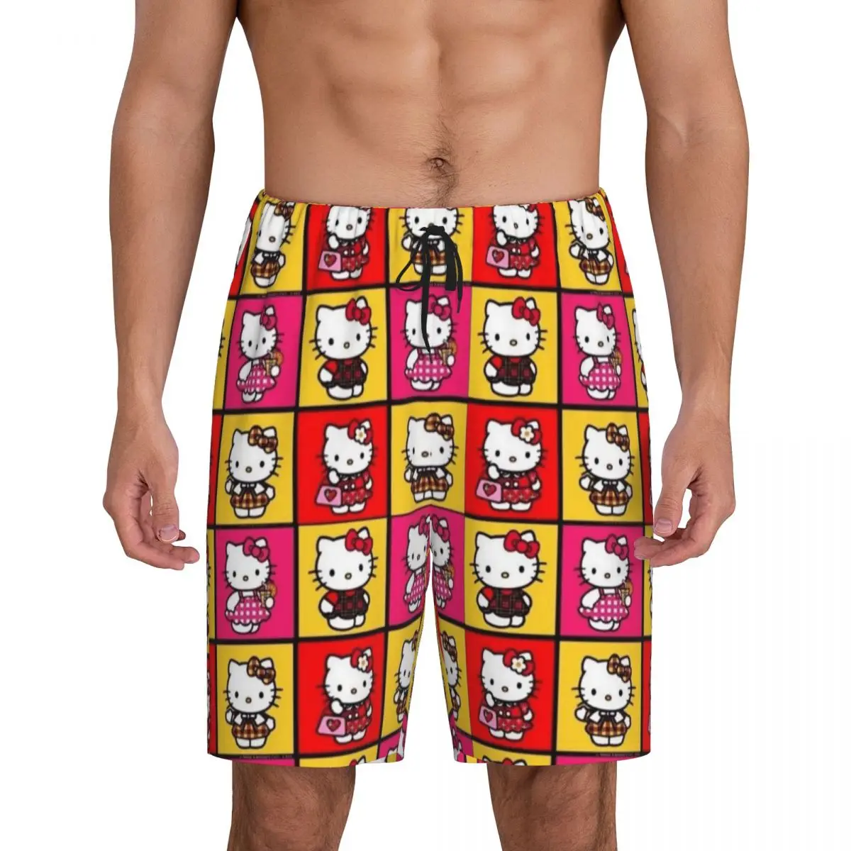 

Custom Men Hello Kitty Cartoon Anime Pajama Shorts Print Sleep Pjs Sleepwear Bottoms with Pockets