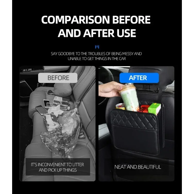 حقيبة تخزين مقعد السيارة حقيبة تخزين جلدية متعددة الوظائف صندوق تخزين السيارة حقيبة تخزين المقعد الخلفي القابلة للطي للاستخدام في السيارة #4