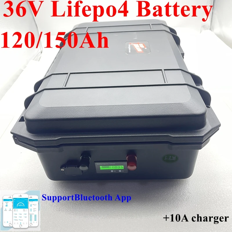 

CZW'36V 150AH lifepo4 36v 120A lifepo4 литиевая батарея Bluetooth приложение BMS для 4000w go cart велосипед скутер лодка + зарядное устройство 10A