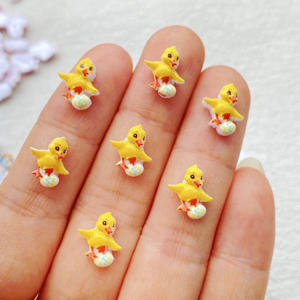 50 Stück niedliche Mini-Cartoon-Figuren aus Kunstharz: Enten, Kaninchen, Schafe, Hühner – Kunstnägel mit flacher Rückseite für DIY-Scrapbook-Dekoration und Schmuck – Detail 7