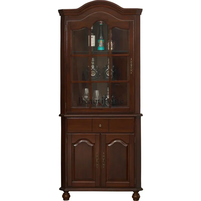 

All Solid Wood American Wine Cabinet European Style Storage Triangle Cabinet Living Room Corner Storage Against The Walllx