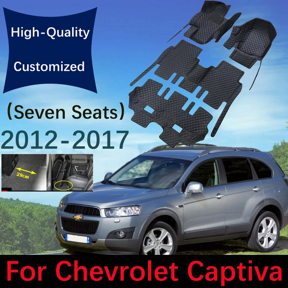 

Custom Leather Car Floor Mats For Chevrolet Captiva 7 Seats 2012-2017 Automobile Carpet Rugs Auto Foot Pads Accessories