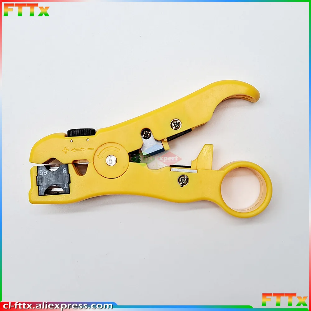 

Universal Cutter Stripper Wire Cable for Flat or Round UTP/STP RG59/6/7/11 Wire Coax Coaxial Stripping Tool
