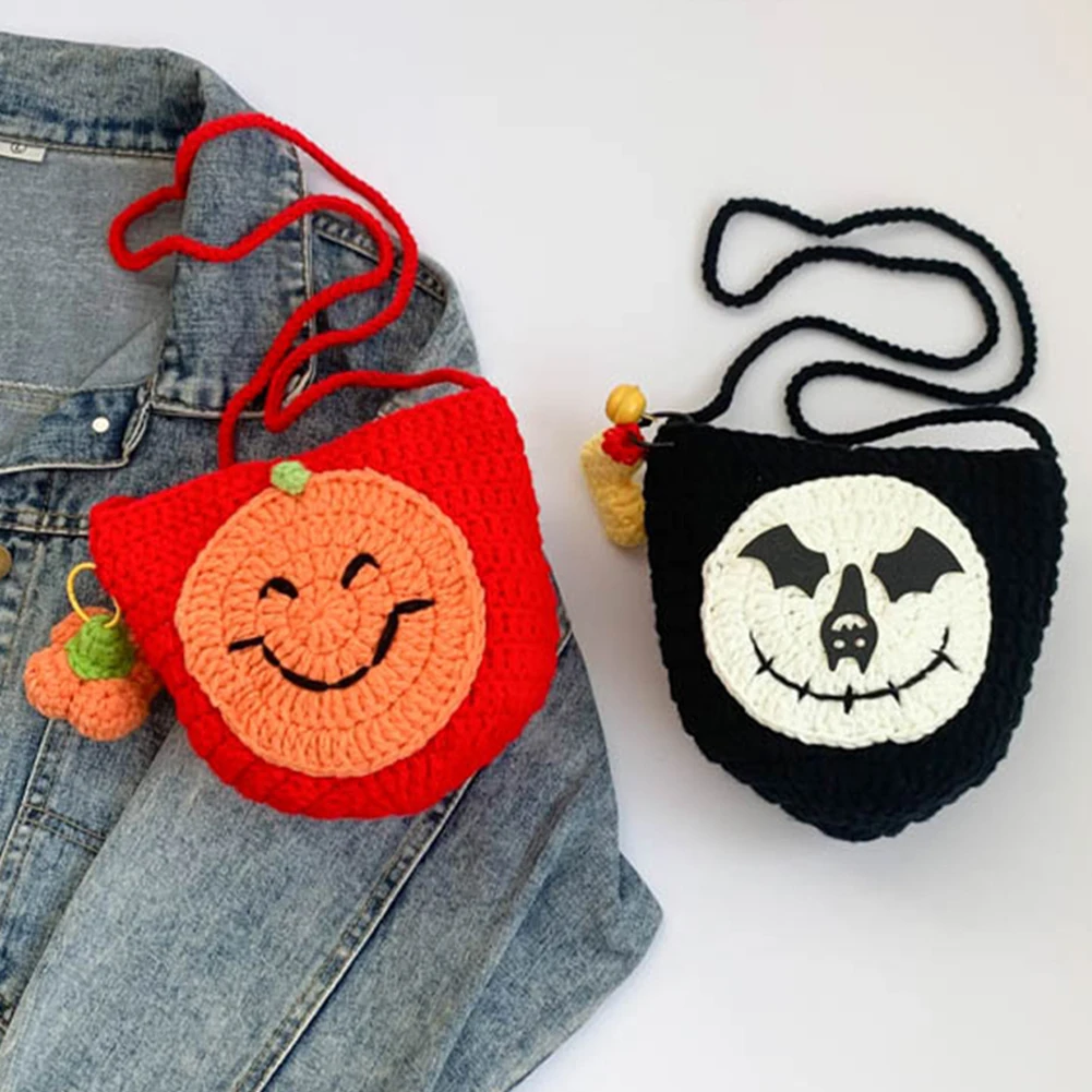 حقيبة كتف كروشيه للهالوين للنساء حقيبة ساعي البريد حقيبة يد كرتونية مبتكرة محفظة حقيبة مضحكة للتسوق والسفر #3