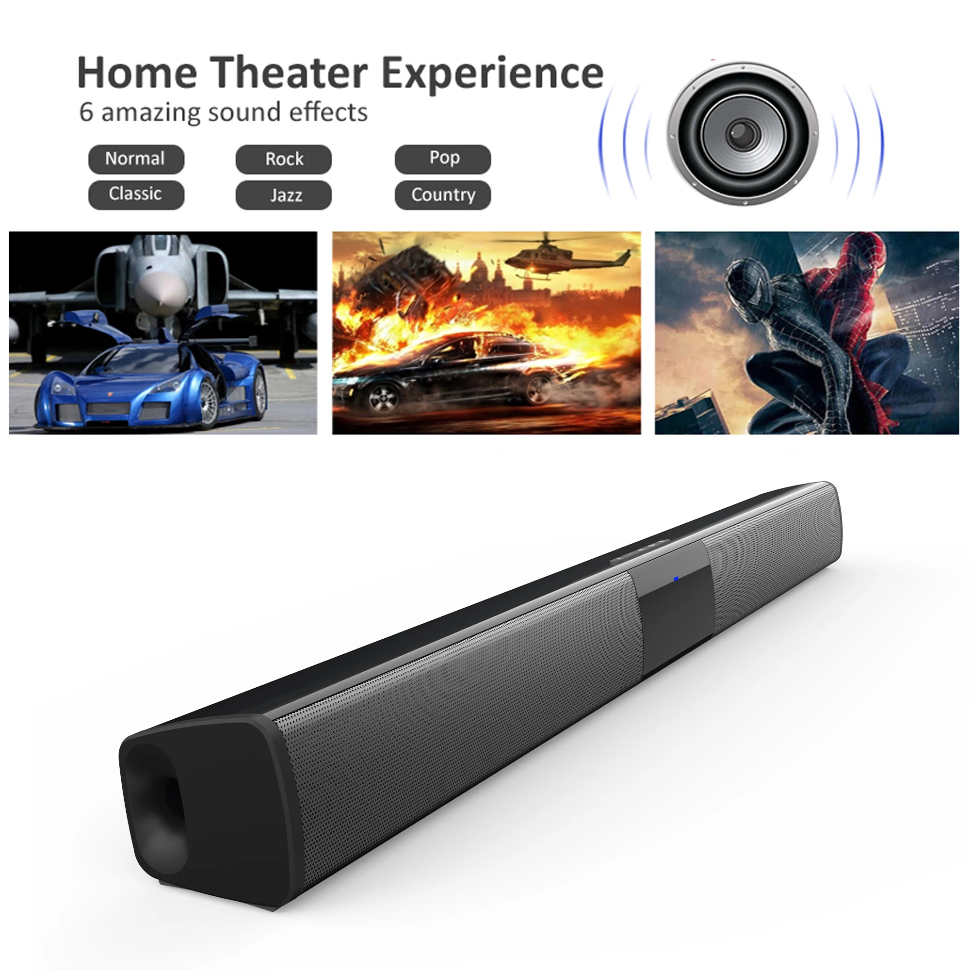 BS-28B Long Bar Sound Blaster Bluetooth Speaker Subwoofer High Power Wireless Remote Control RCA TV Speaker Supports TWS/FM/AUX