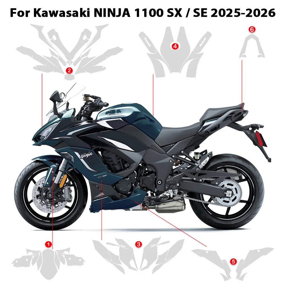 

Защитная пленка из ТПУ (PPF) для мотоцикла Kawasaki Ninja 1100 SX, антицарапийная, толщина 7,5 мил, подходит для NINJA 1100 SE 2025-2026