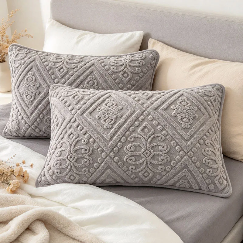 Winter Mattress Protector Bed Cover Thick Carved Velvet Jacquard Taffeta Plush Elastic Fitted for Home Hotel Bedroom Guest Room