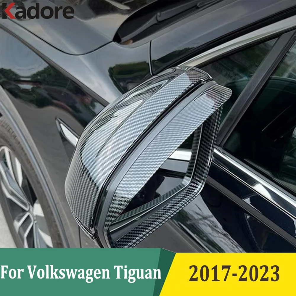 For Volkswagen Tiguan MK2 2017 2018 2019-2023 Chrome Side Door Rearview Mirror Rain Guard Eyelid Cover Trim Visor Shade Shield