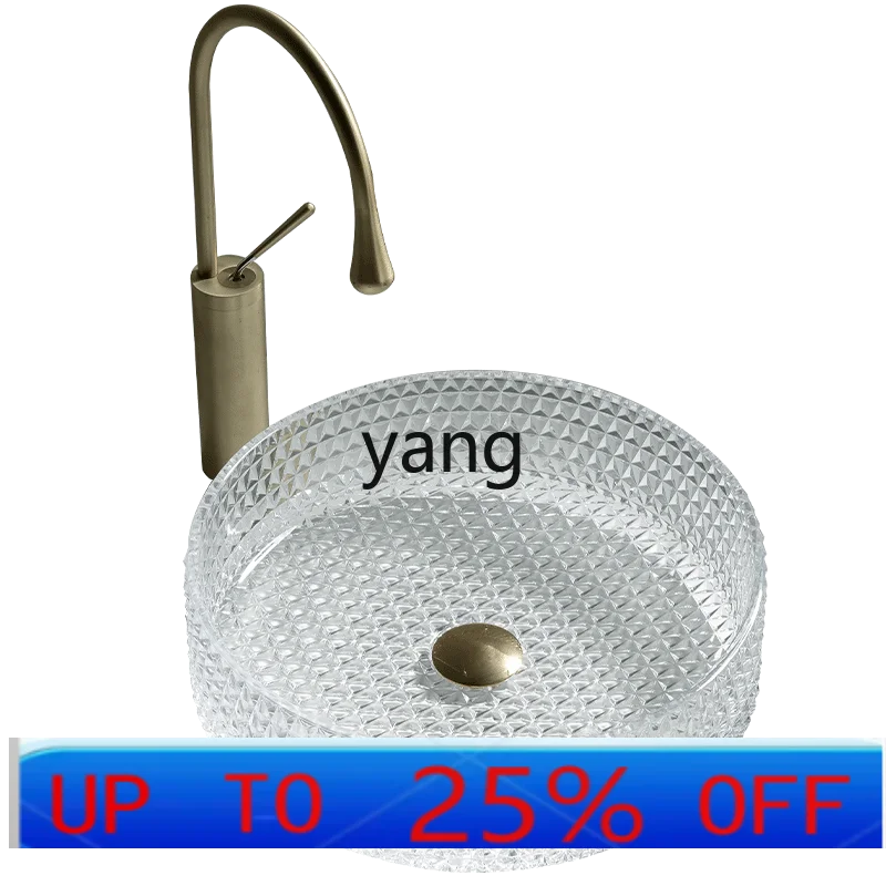 

LMM light luxury round art glass counter basin wash basin household bathroom wash basin