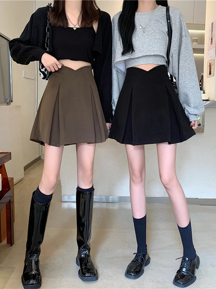plus Size Women's Khaki High Waist A-Line Skirt Slimming Autumn Winter Wool Blend Half Body Skirts Commute Style Short Skirt