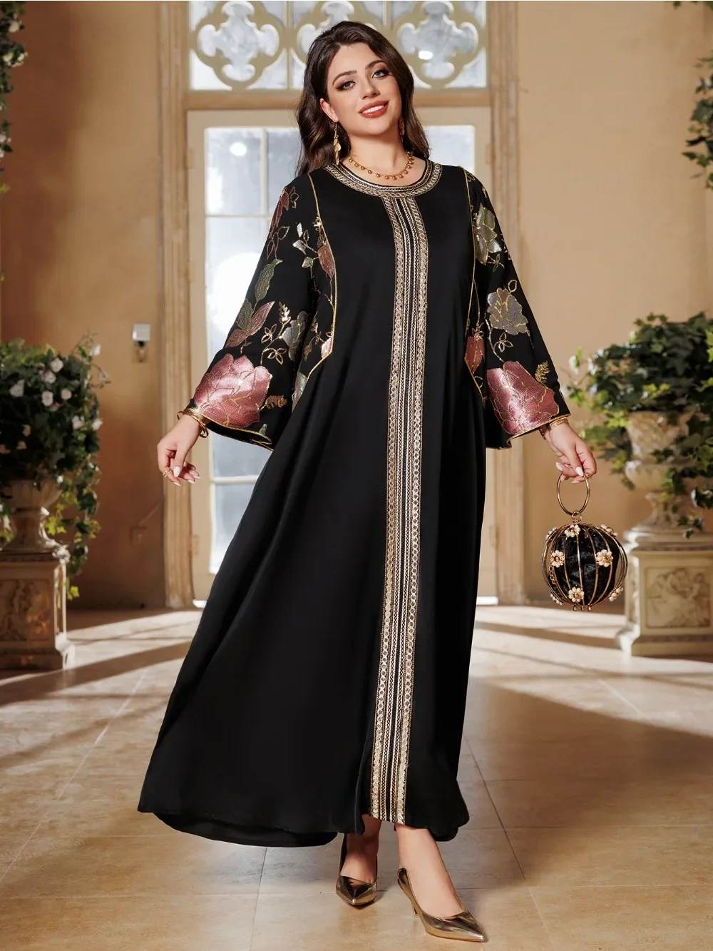 Eid Sequins Muslim Dress for Women Embroidery Party Long Dresses Robe Ramadan Dubai Kaftan Islam Vestidos Jalabiya Dresses 2025