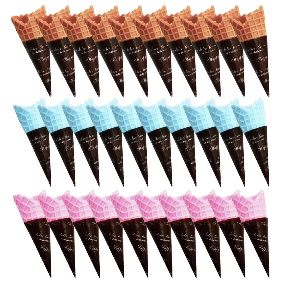 

30pcs Simulated Ice Cream Cone Mini Food Toys Decorations Plastic Models Photo Props PVC Artificial Cones Realistic Reusable