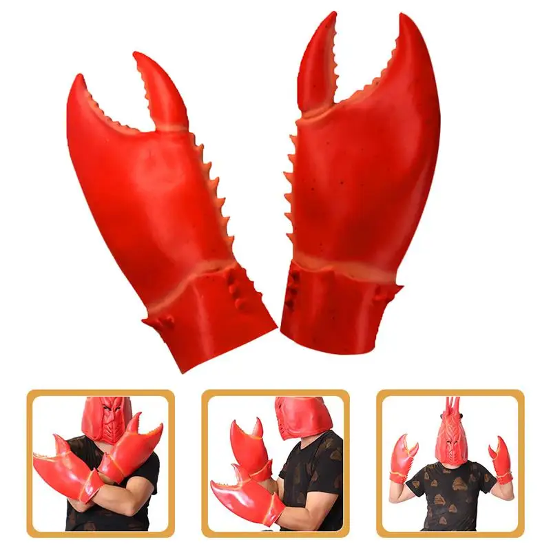 

Halloween Lobster Costume Props Red Pliers Gloves Pliers Lobster Head Cover Lobster Costume Prop Cosplay Party Crab Claw Gloves