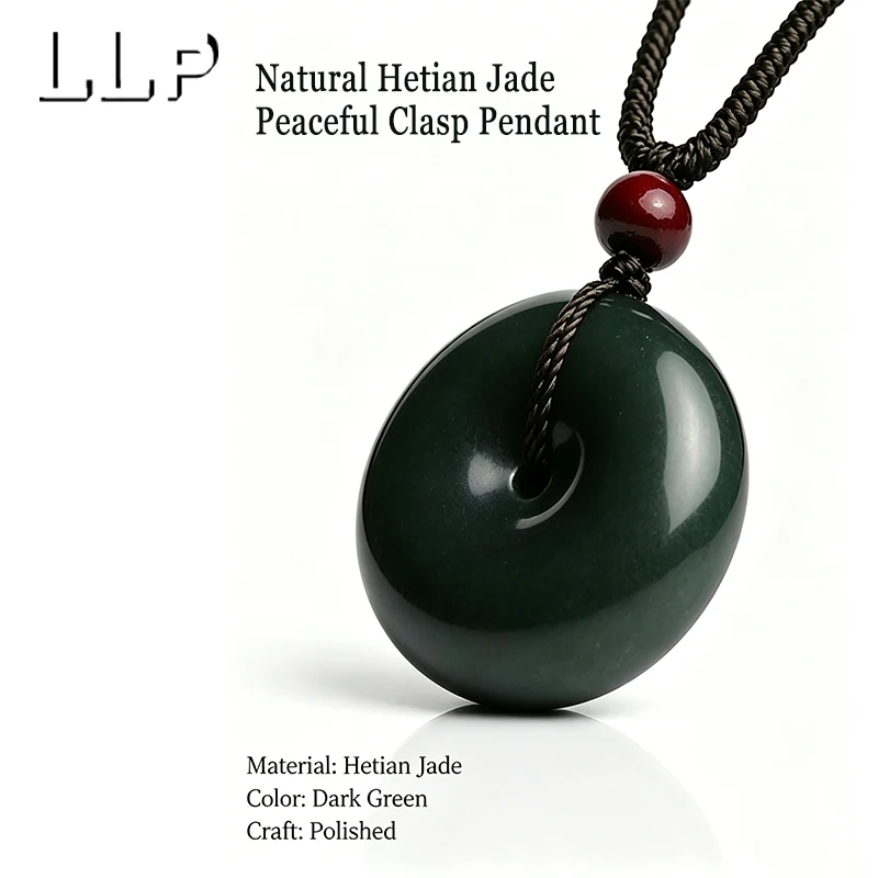 Natural Hetian Jade Peace Charm For Men And Women, a Lucky Amulet For Bringing Good Luck To Loved Ones. A Wonderful Gift.