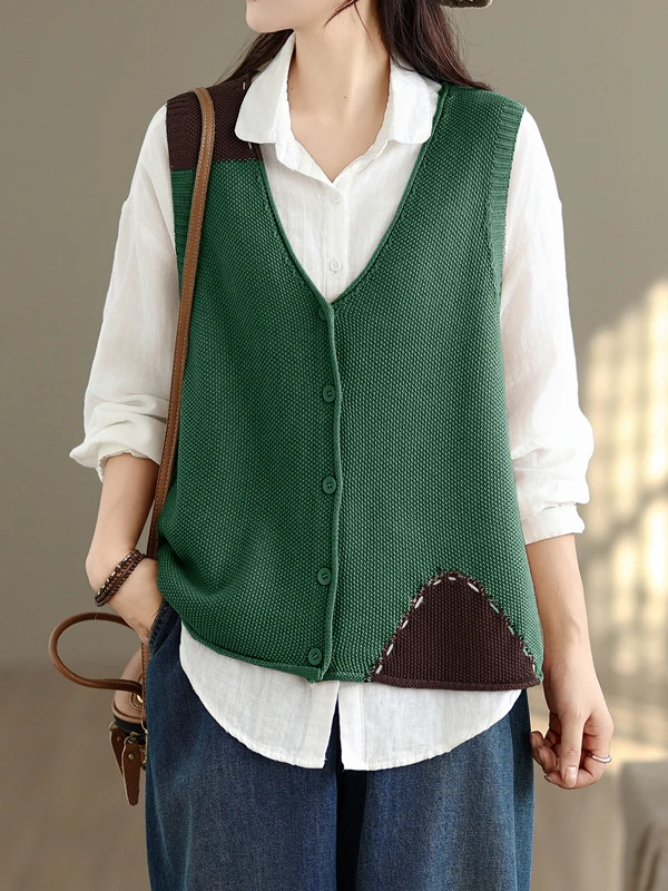 

Весна-Осень 2022, свободный вязаный свитер, жилет, женская верхняя одежда, многослойная одежда в стиле ретро, универсальный модный материал из Thiened