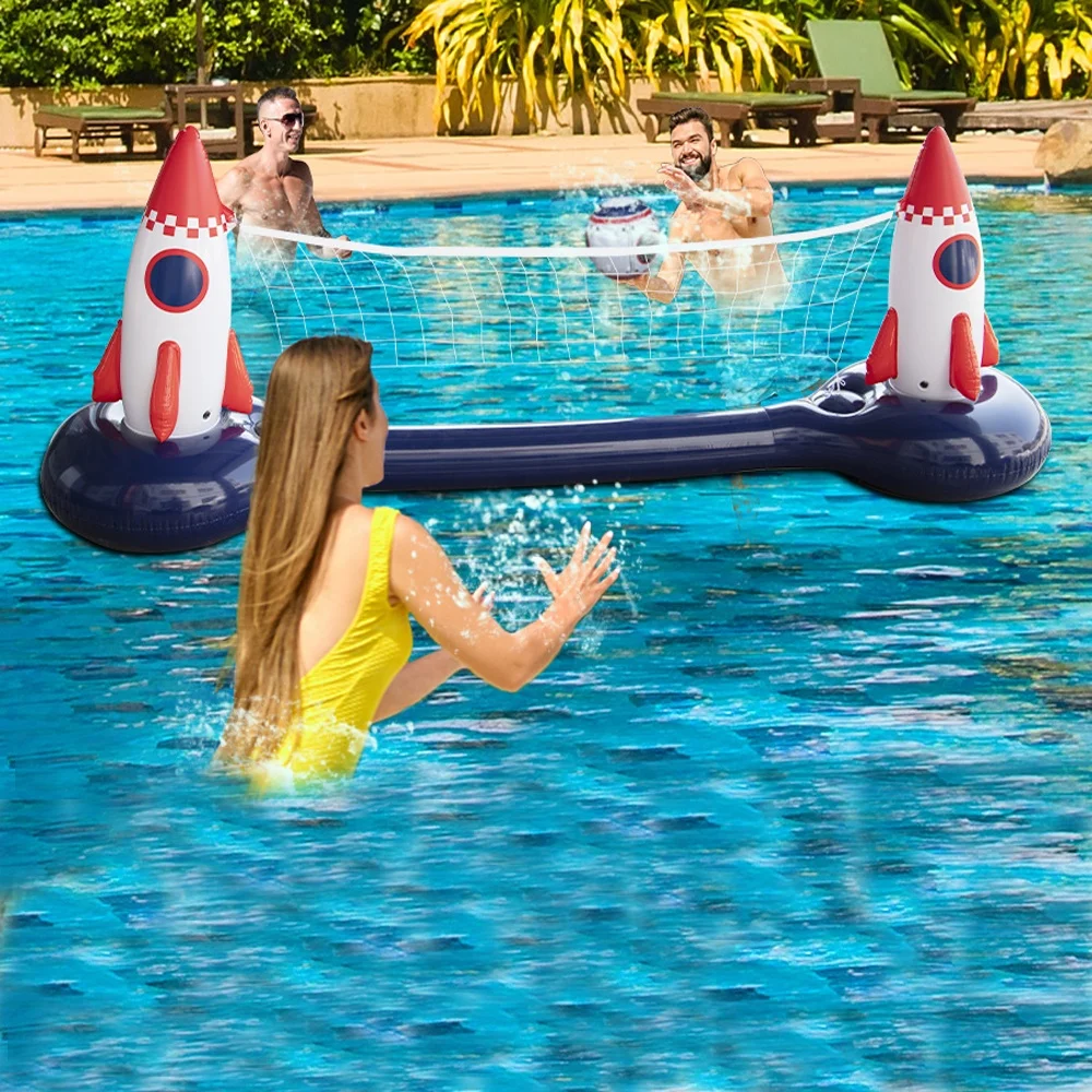 PVC Rocket Water Ball Stand inflatable pool volleyball set Floating volleyball net Pool Float Set Water Game outdoor sport