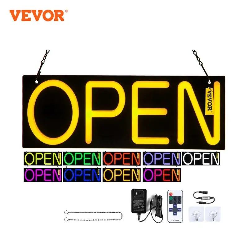 VEVOR Neon Open Sign Lights decorazione regolabile illuminazione illuminata segnaletica LED Neon Night Lamp Wall Party Decor cartellone pubblicitario