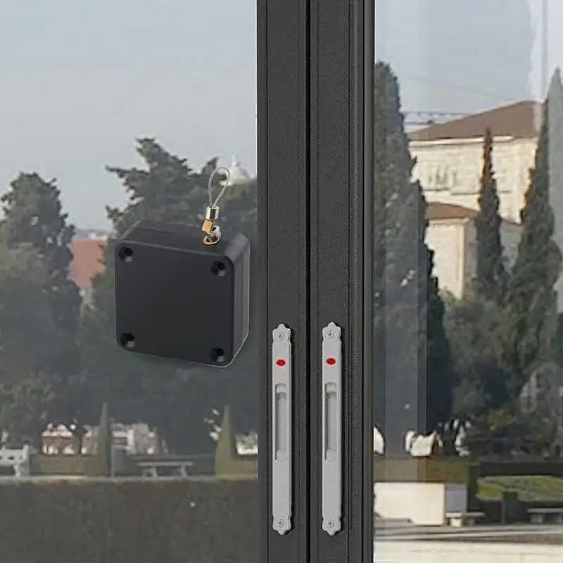 Automatic Sliding Screen Closer No-Punching Retractable Storm Door Closure Tool With 1.2m Steel String For Bathroom