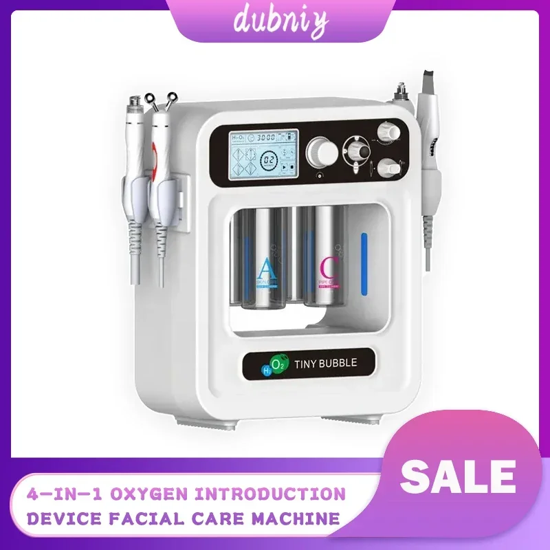 4 IN 1 Aqua Jet Peel Spa ออกซิเจน Infusion H2O2 AquaSure เครื่องขัดผิว Tiny BUBBLE Dermabrasion Facial Machine
