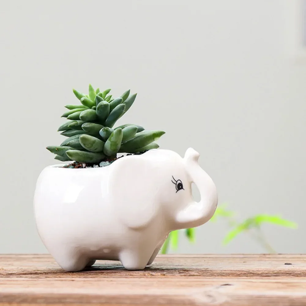 New Gardening Succulent Planter Hippo Ceramic Planter Balcony Desktop Pots Ornaments Plant Pot Cute Flower Pot Succulent Pot