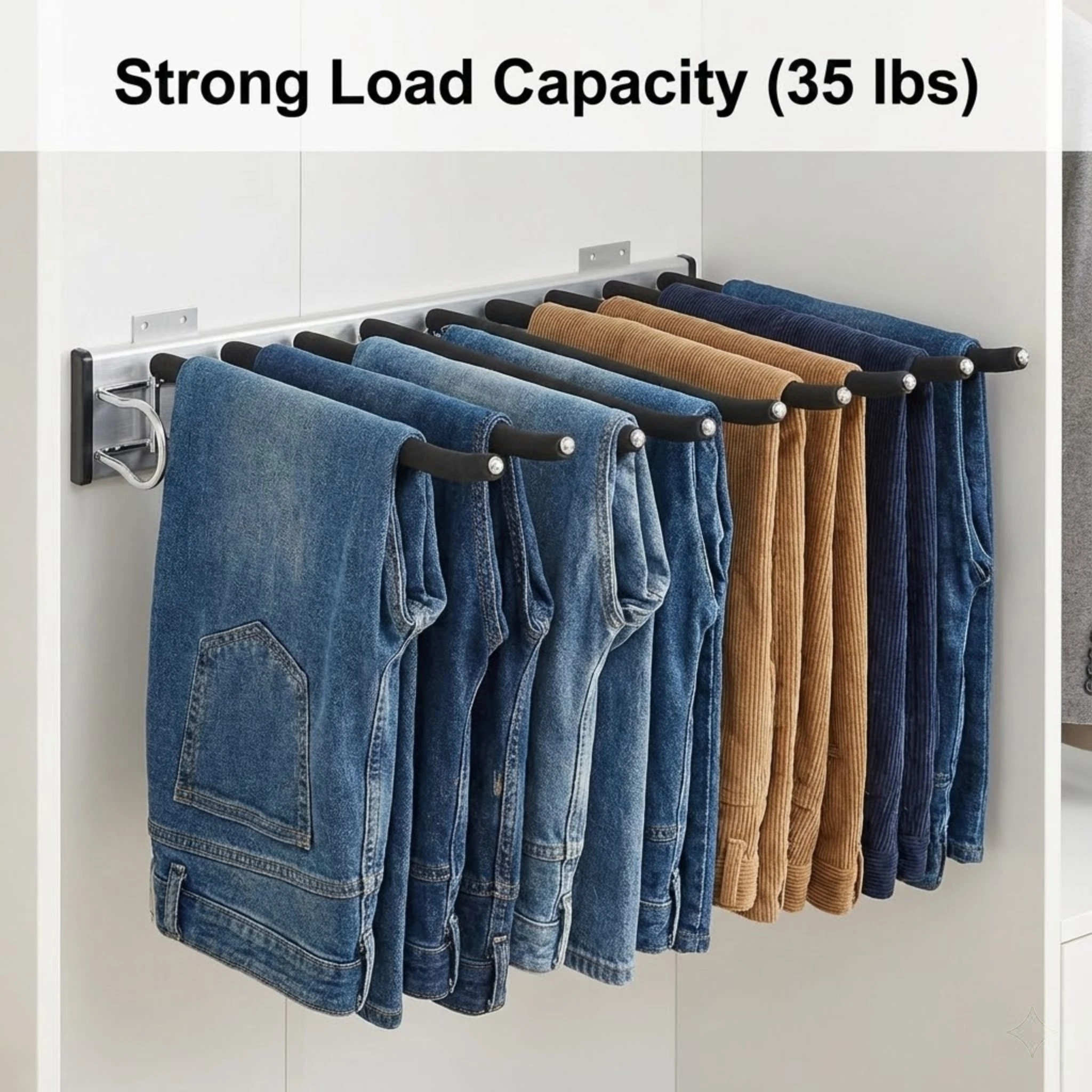 

Space Saving Trousers Hanger Bar Retractable Closet Pull Out Rack Non Slip Flocking