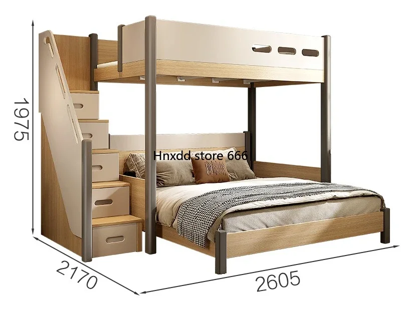 Children's staggered 1.8-meter upper and lower bunk bed small apartment