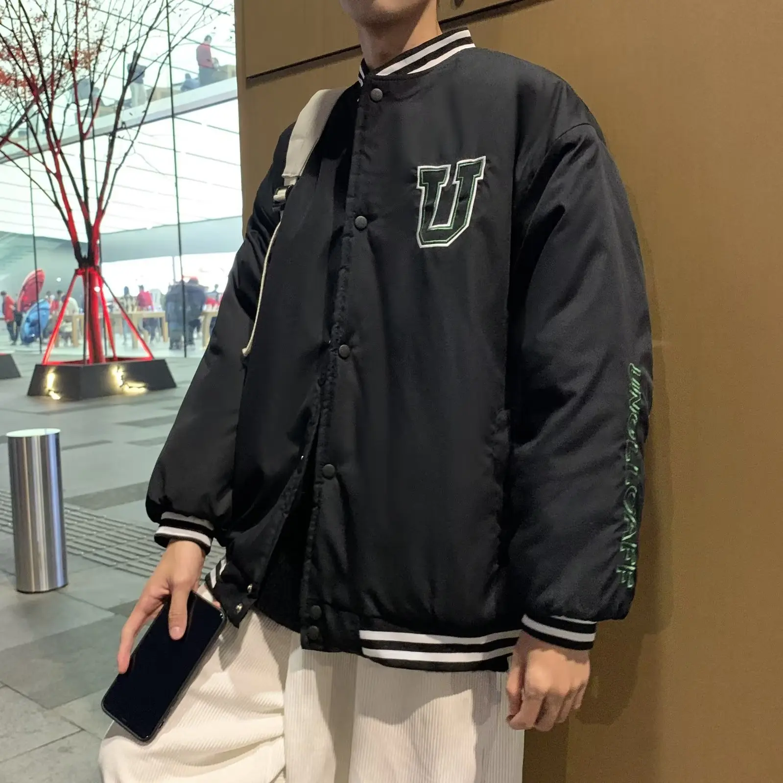 خريف شتاء كبير الحجم 250 Pou Ch مجلس نمط البيسبول Jaet الرجال ملابس خارجية فضفاضة غير رسمية هونغ كونغ Sle العصرية S...