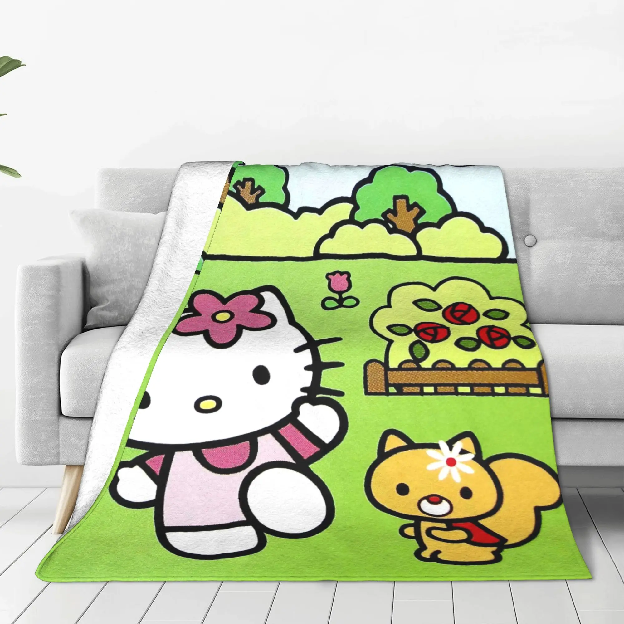 Hello Kitty Leisure Life Flannel Blanket Autumn  Super Soft Throw Blanket for Girls Boys Bedroom Comfortable Bedspread Bed Cover
