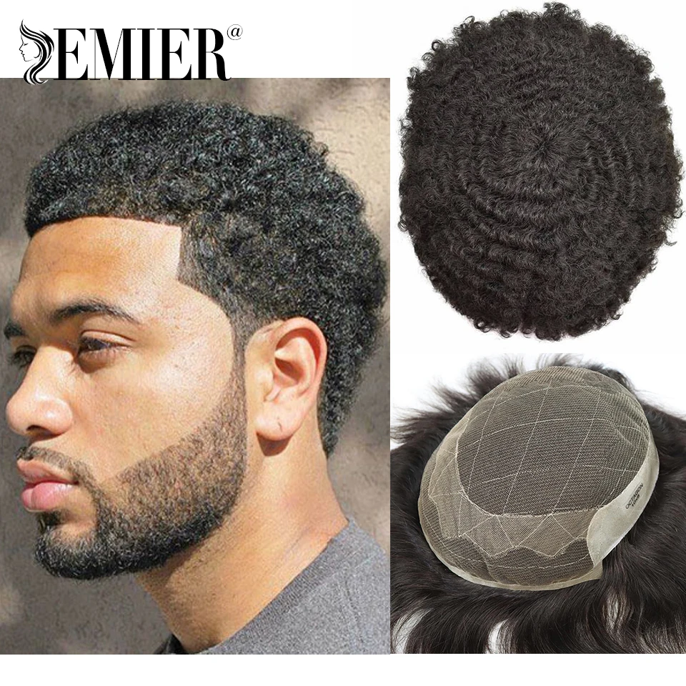 Afro Curl Men Toupee Hair replacement system for Men OCT Lace Front Top And Front With PU Side And Back Hair Replacement System