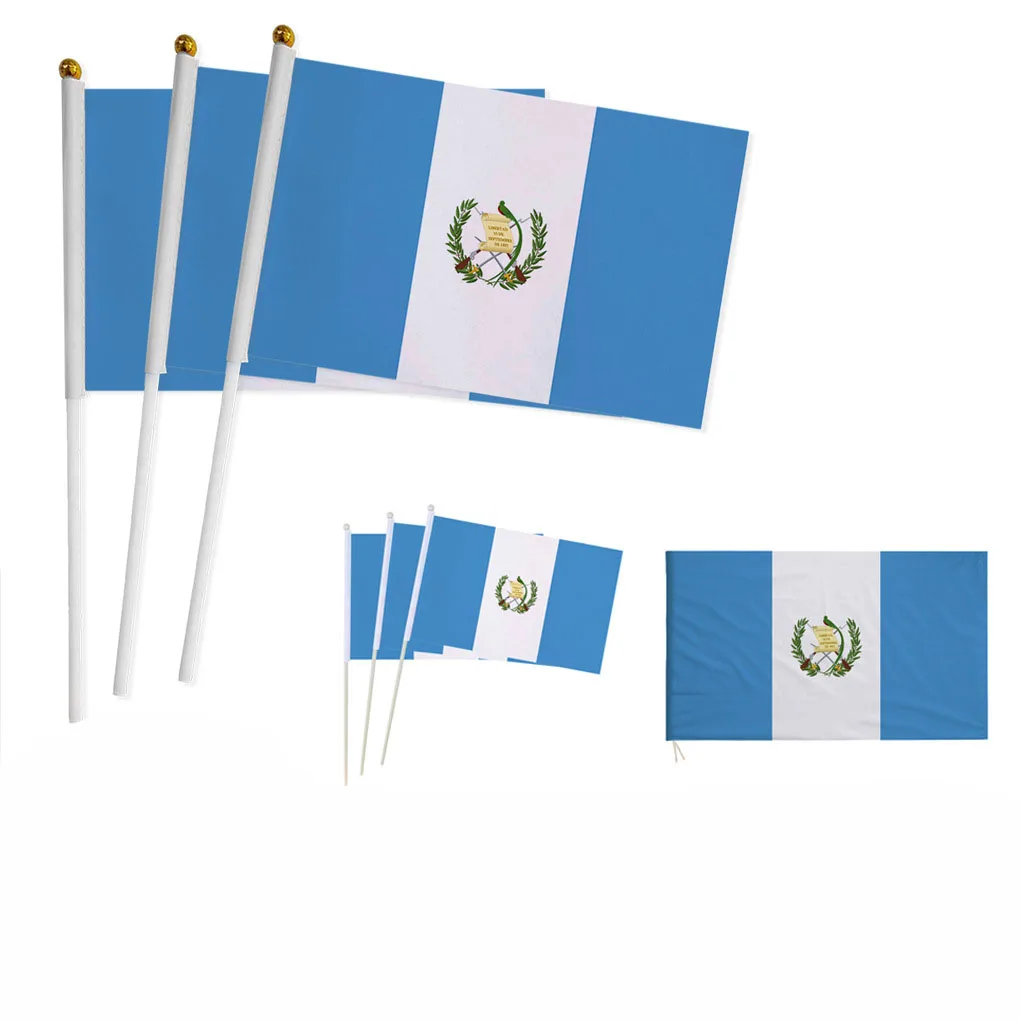 Z-ONE FLAG 100pcs  Guatemala Hand Flag 14*21cm Guatemalan National Flag  Hand  Held Waving Small Flag Indoor Outdoor Home Decor